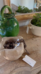 Antique French Walnut Oil Jug With Lid, Emerald Glaze