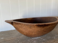 Antique French Wooden Dough Bowl with Handles