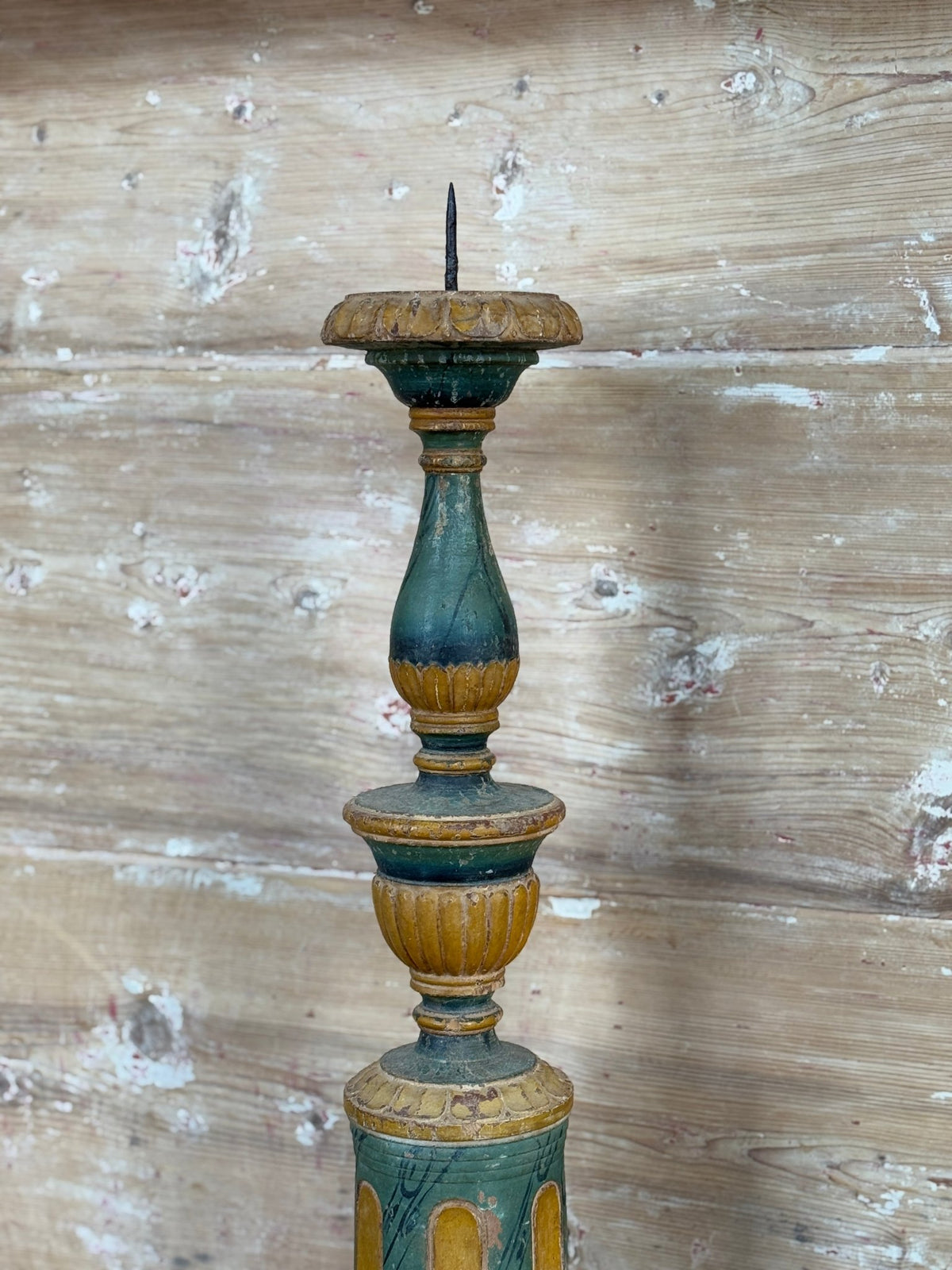 Antique 19th C. Italian Candlestick Lamps with Marbleized Shades, Circa 1860, Pair