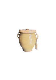 Antique Italian Confit Pot with Lid, Large