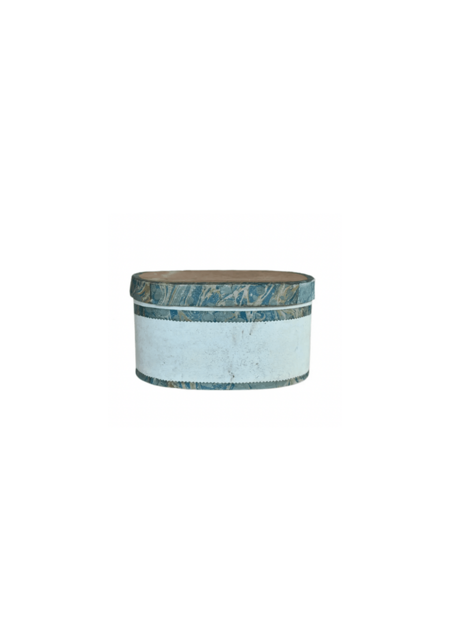Antique Italian Hat Box with Blue Marbleized Detail