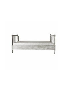 Antique Swedish Daybed with Fluted Apron and Schumacher Fabric 19th C