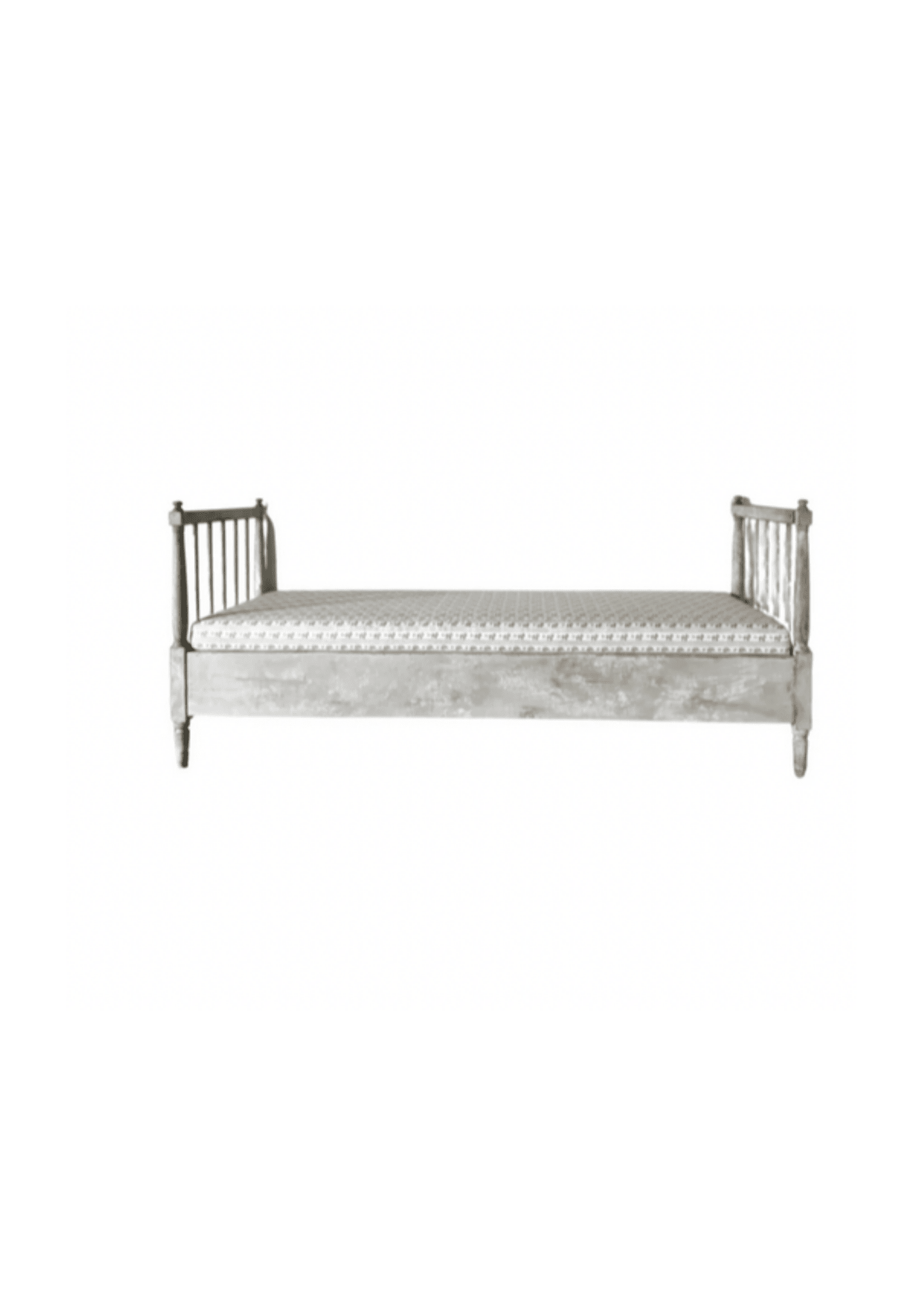 Antique Swedish Daybed with Fluted Apron and Schumacher Fabric 19th C