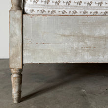 Antique Swedish Daybed with Fluted Apron and Schumacher Fabric 19th C