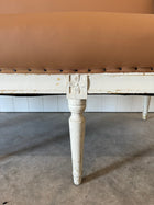 Antique Swedish Settee Updated in Tobacco Leather