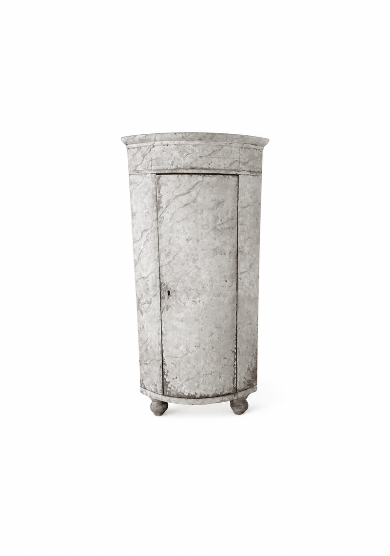 Antique Swedish White Marbleized Corner Cabinet
