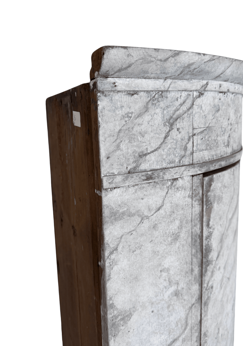Antique Swedish White Marbleized Corner Cabinet