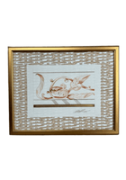 Architectural Detail Drawing On Wicker Wallpaper Mat