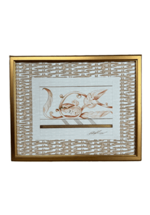Architectural Detail Drawing On Wicker Wallpaper Mat