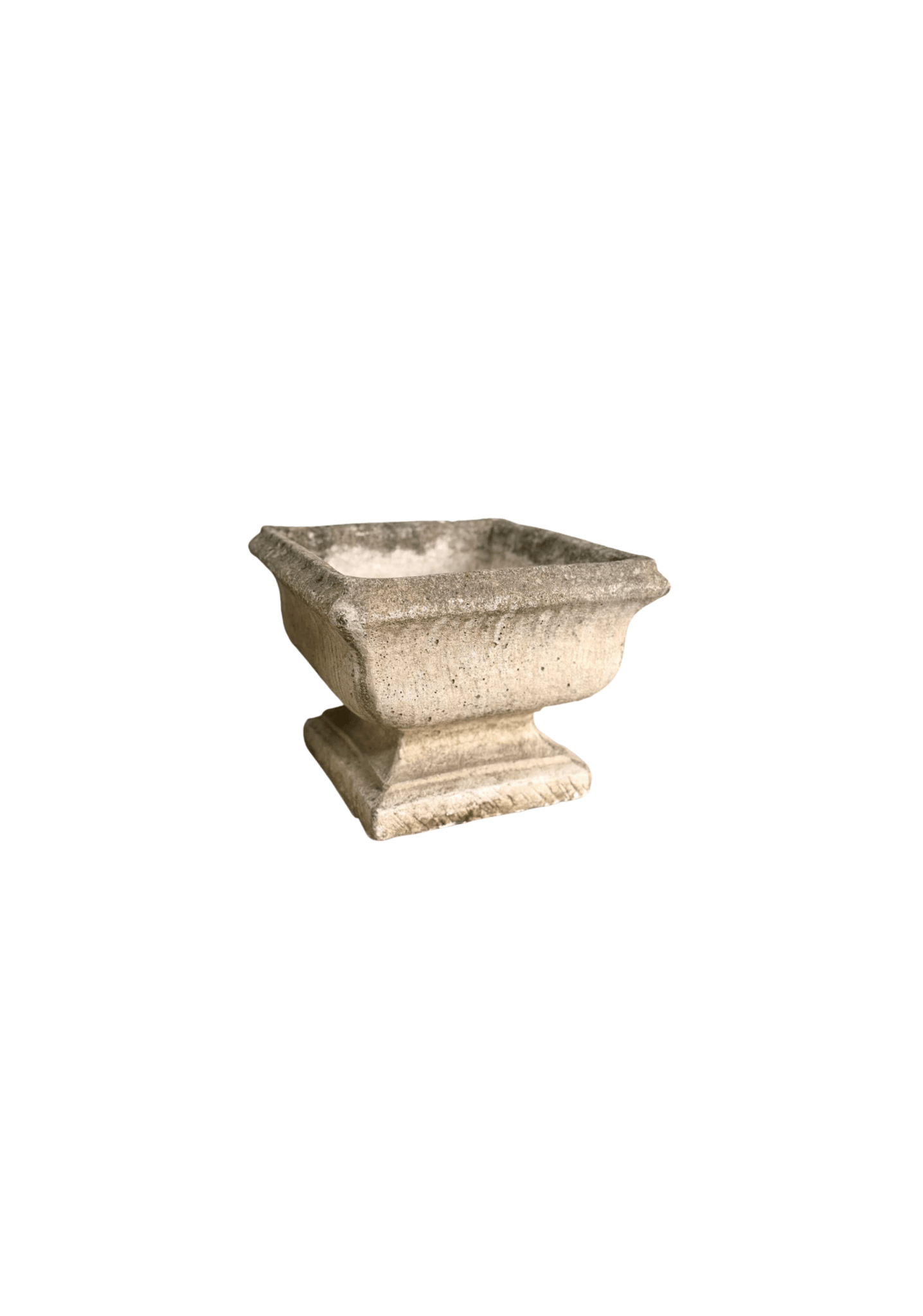 Beautifully Aged Pair of 20th C Concrete Planters
