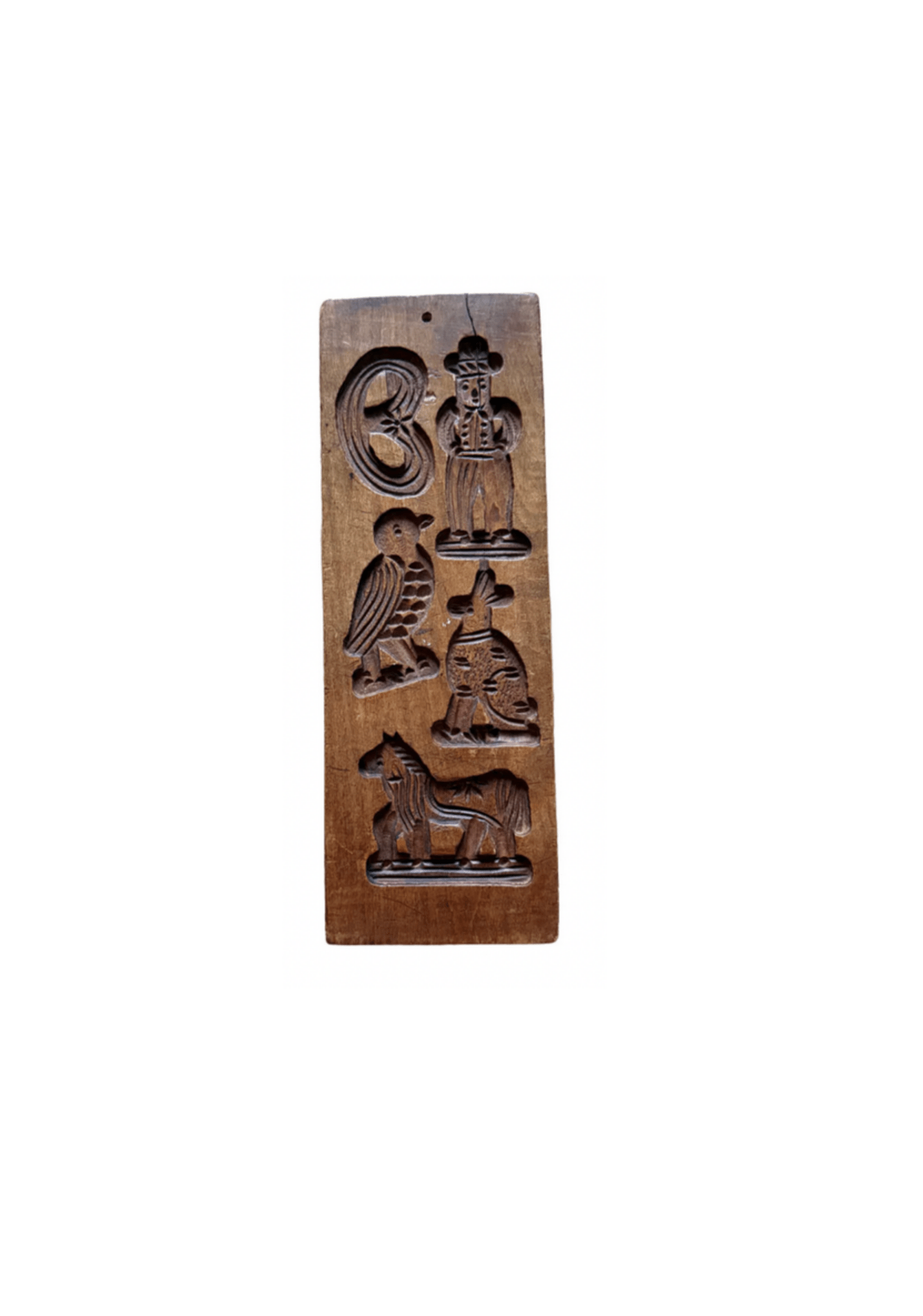 Belgian Boulangerie Cookie Mold —  Carved Wooden Menagerie of Animals
