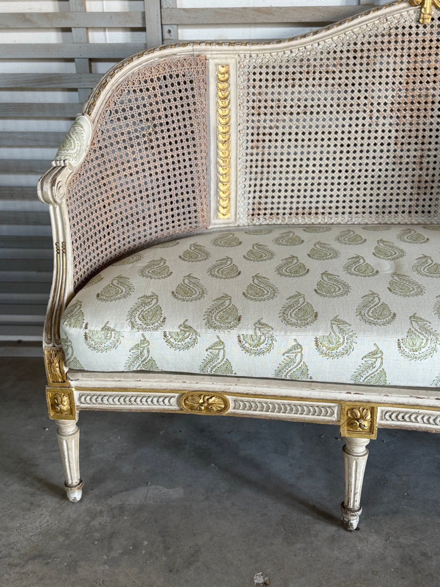 Circa 1850 Belgian Caned Bench