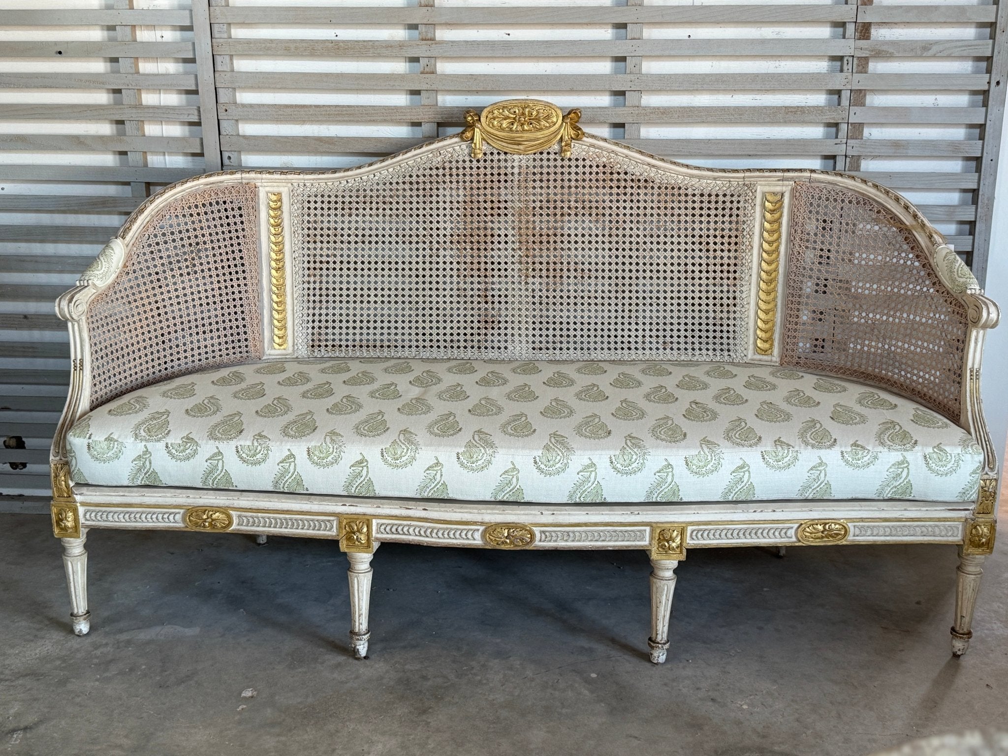 Circa 1850 Belgian Caned Bench