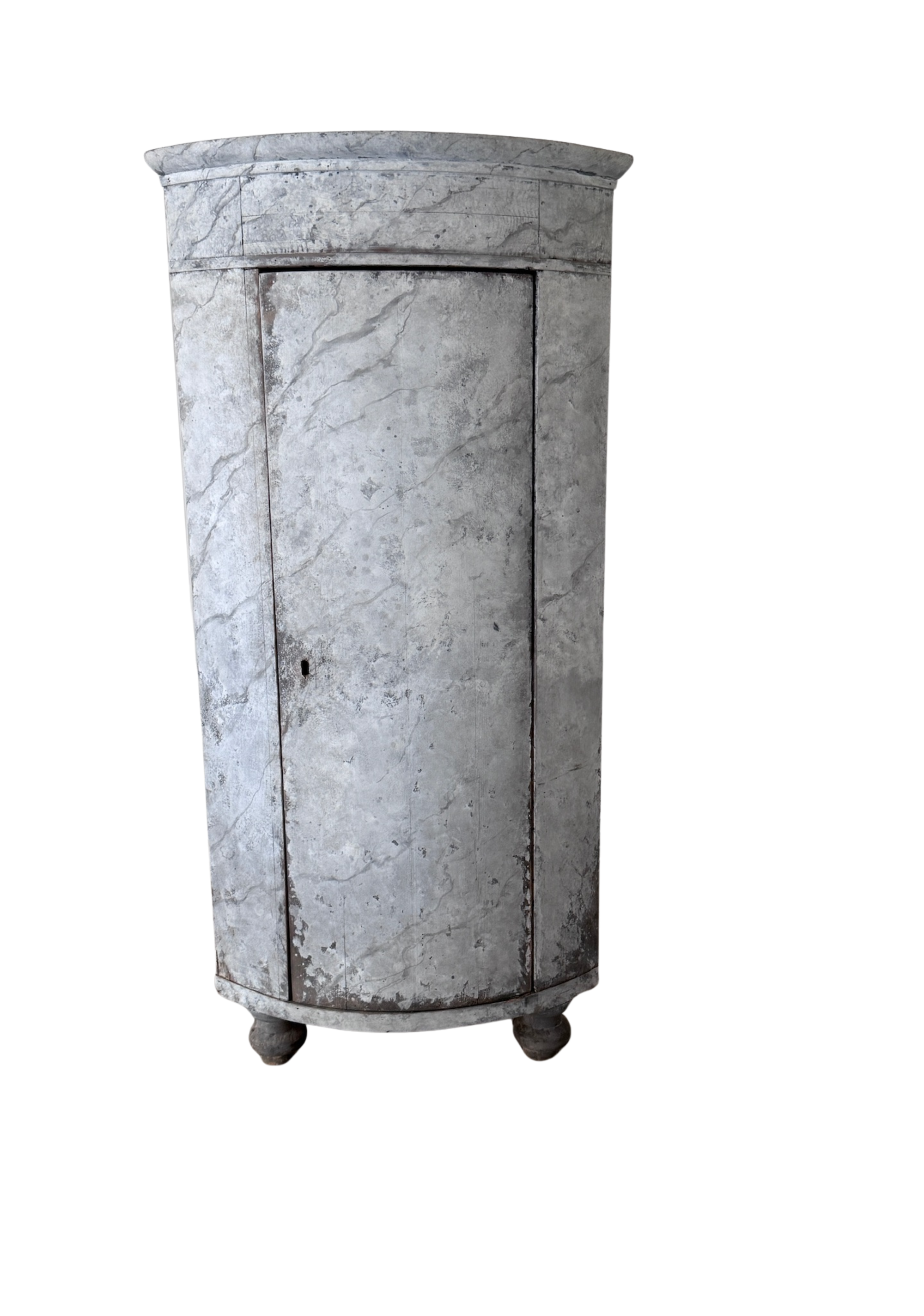 Antique Swedish White Marbleized Corner Cabinet