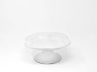 White ceramic Coupe Mademoiselle footed compote with a scalloped rim, 24cm, on a pedestal foot.