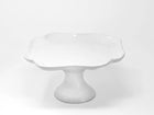 White ceramic Coupe Mademoiselle footed compote with a scalloped rim, 30cm, on a pedestal foot.