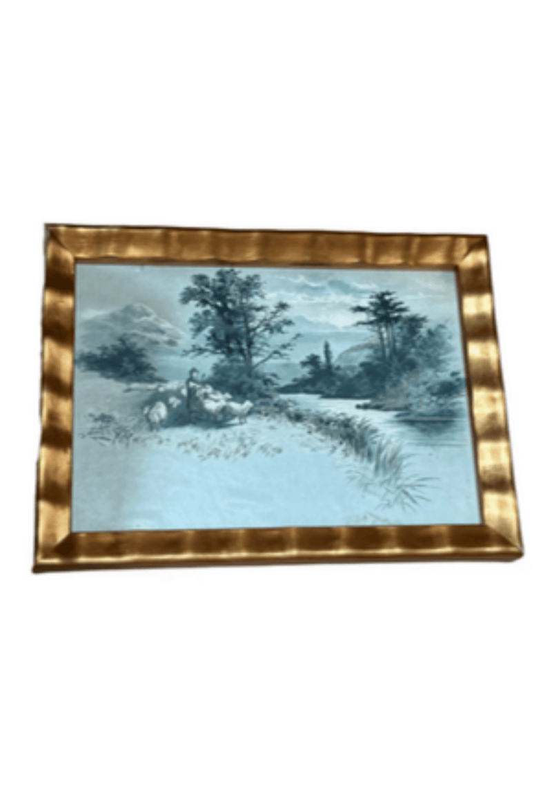 Turn Of 20th C Blue And White Etching