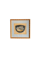 Framed 19th-Century Aubusson Cartoons on Pale Blue Linen Mat