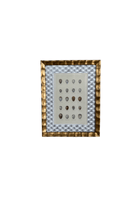 Framed Antique Egg Print with Wicker-Patterned Wallpaper Mat