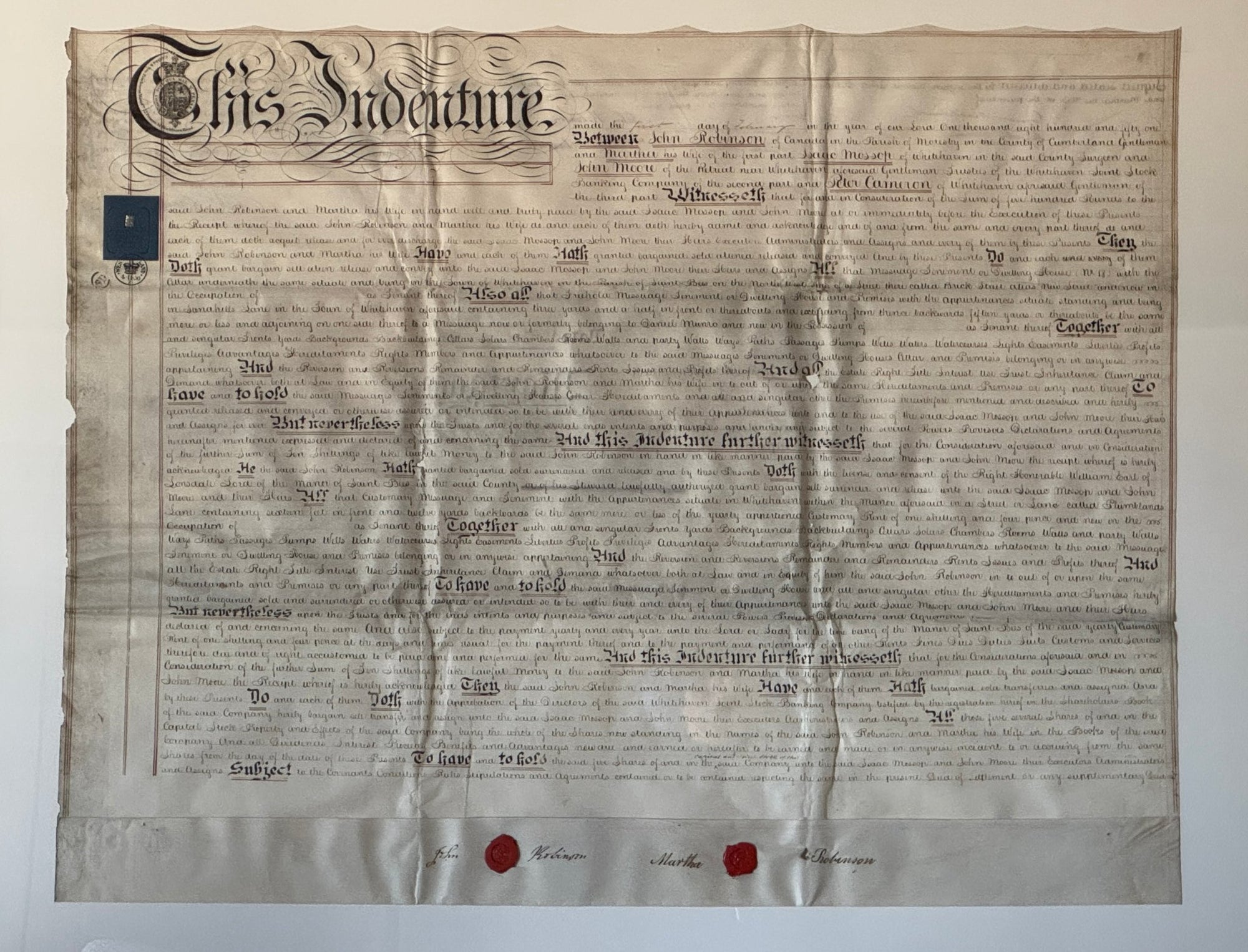 Framed Indenture Paper