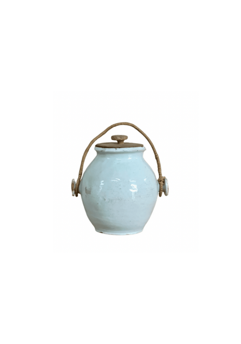 French Antique Terra Cotta Pot With Lid and Handle