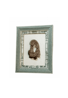French Decoupaged Frame With Antique Fragment Green And Ivory