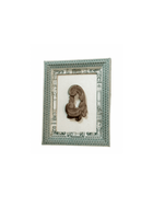 French Decoupaged Frame with Antique Fragment, Green and Ivory