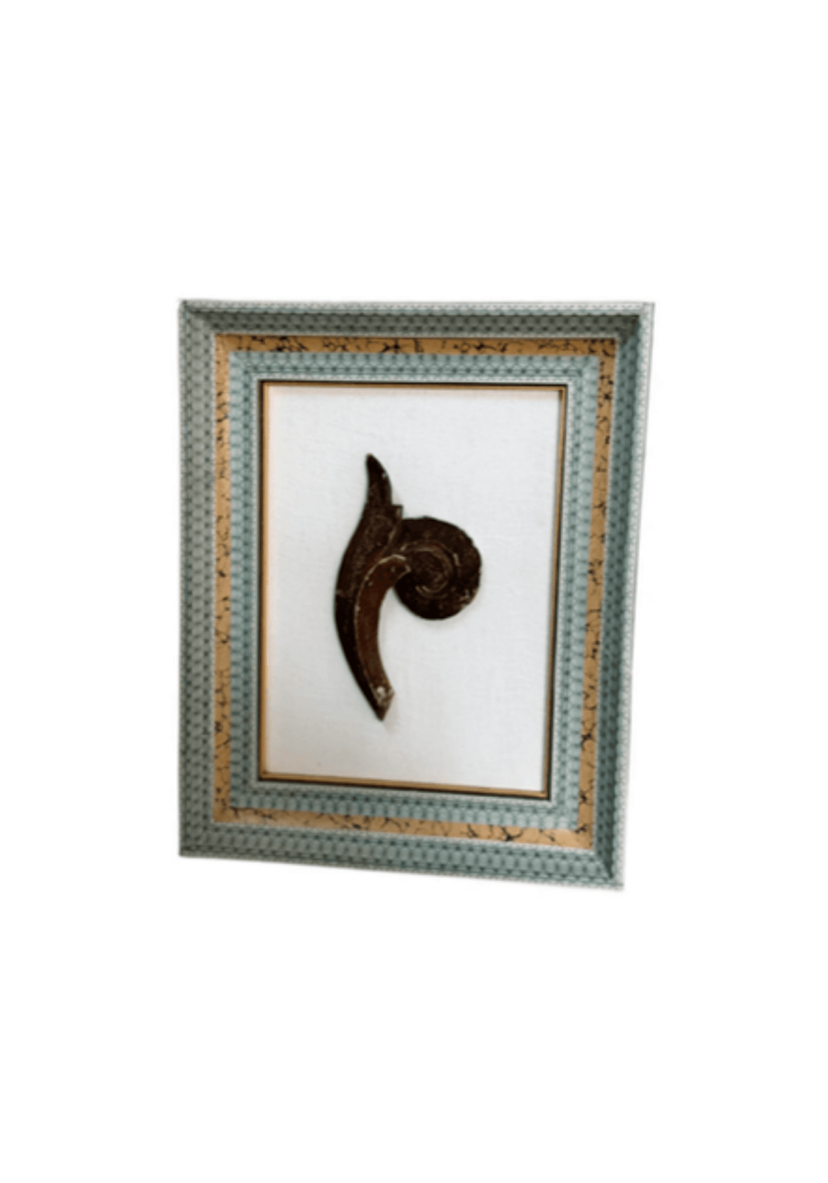 French Decoupaged Frame With Intaglios Green And Mustard