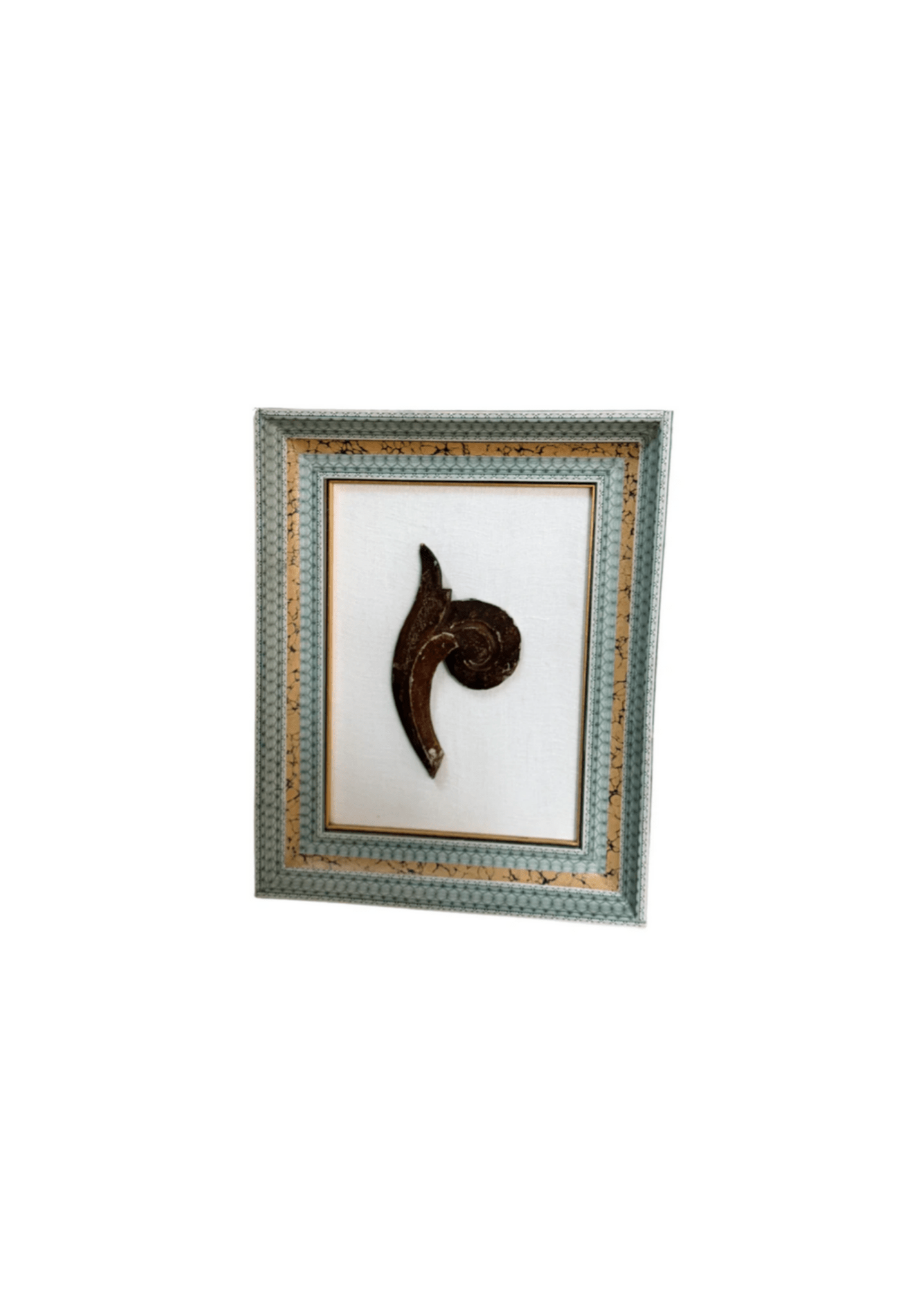 French Decoupaged Frame with Intaglios, Green and Mustard