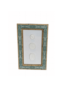 Handmade Paper Frame With Intaglios On Linen Mat