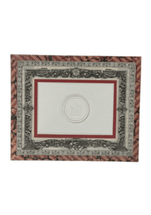 French Decoupaged Frame With Intaglios Scarlet And Charcoal