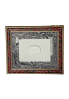 French Decoupaged Frame With Intaglios Scarlet And Charcoal Horizontal