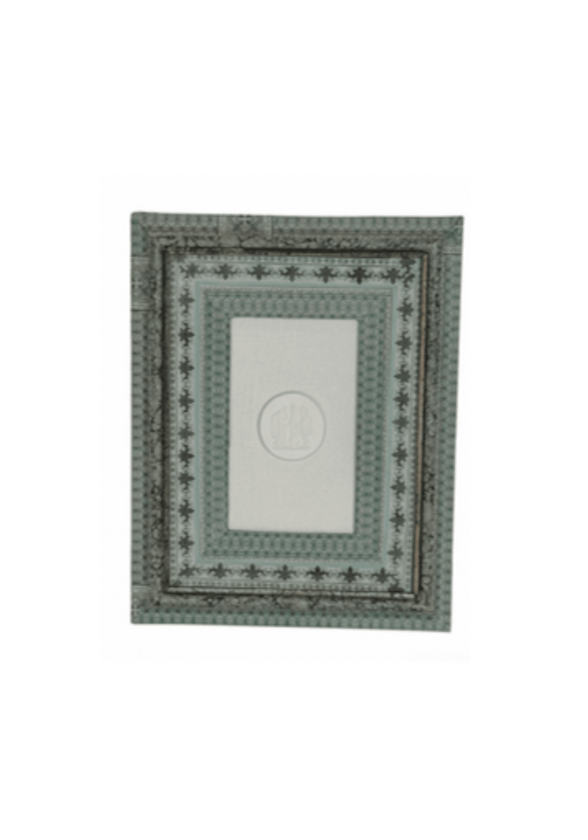 French Decoupaged Frame With Single Intaglio Green Vertical