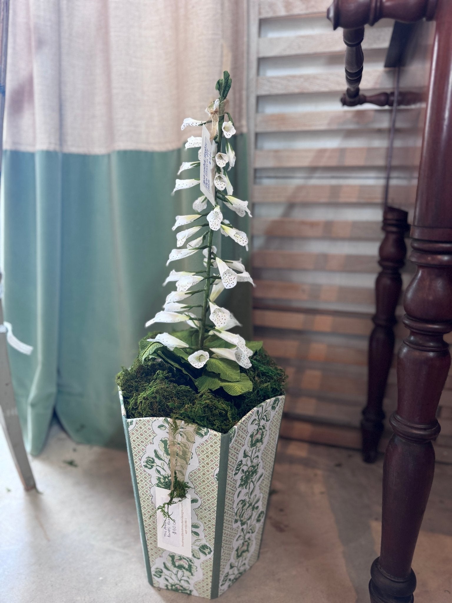 Hand-crafted Foxglove Paper Flower in Pot