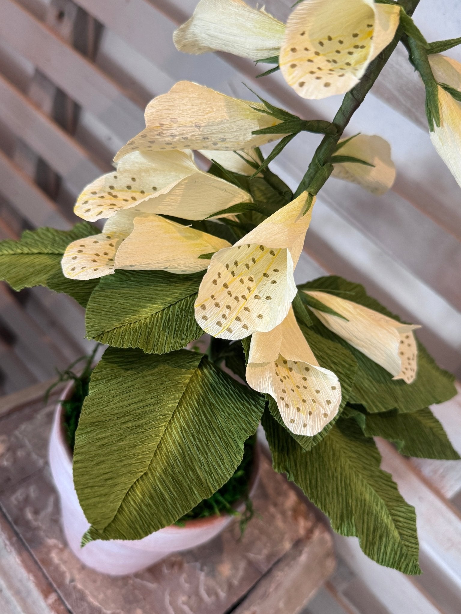 Hand-crafted Foxglove Paper Flower in Pot