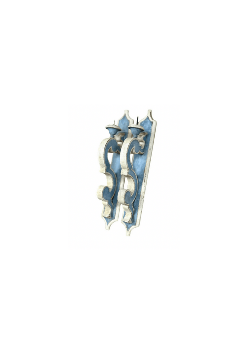 Hand-Painted Reproduction Italian Wood Sconces (pair)