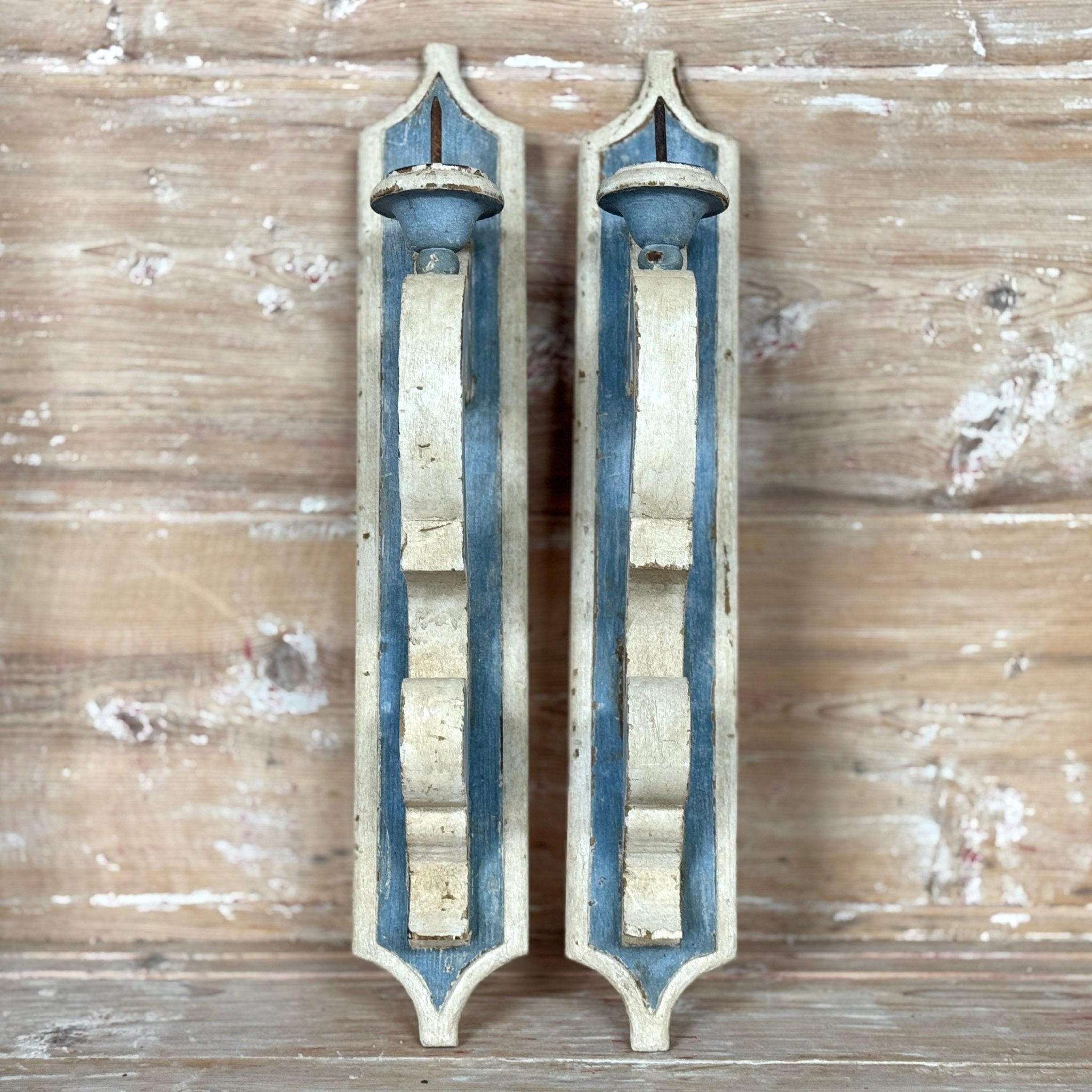 Hand-Painted Reproduction Italian Wood Sconces (pair)