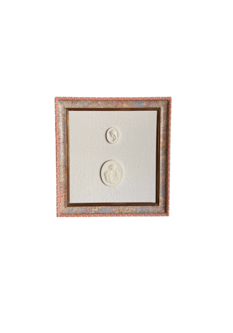 Handmade Paper Frame with Intaglios on Linen Mat
