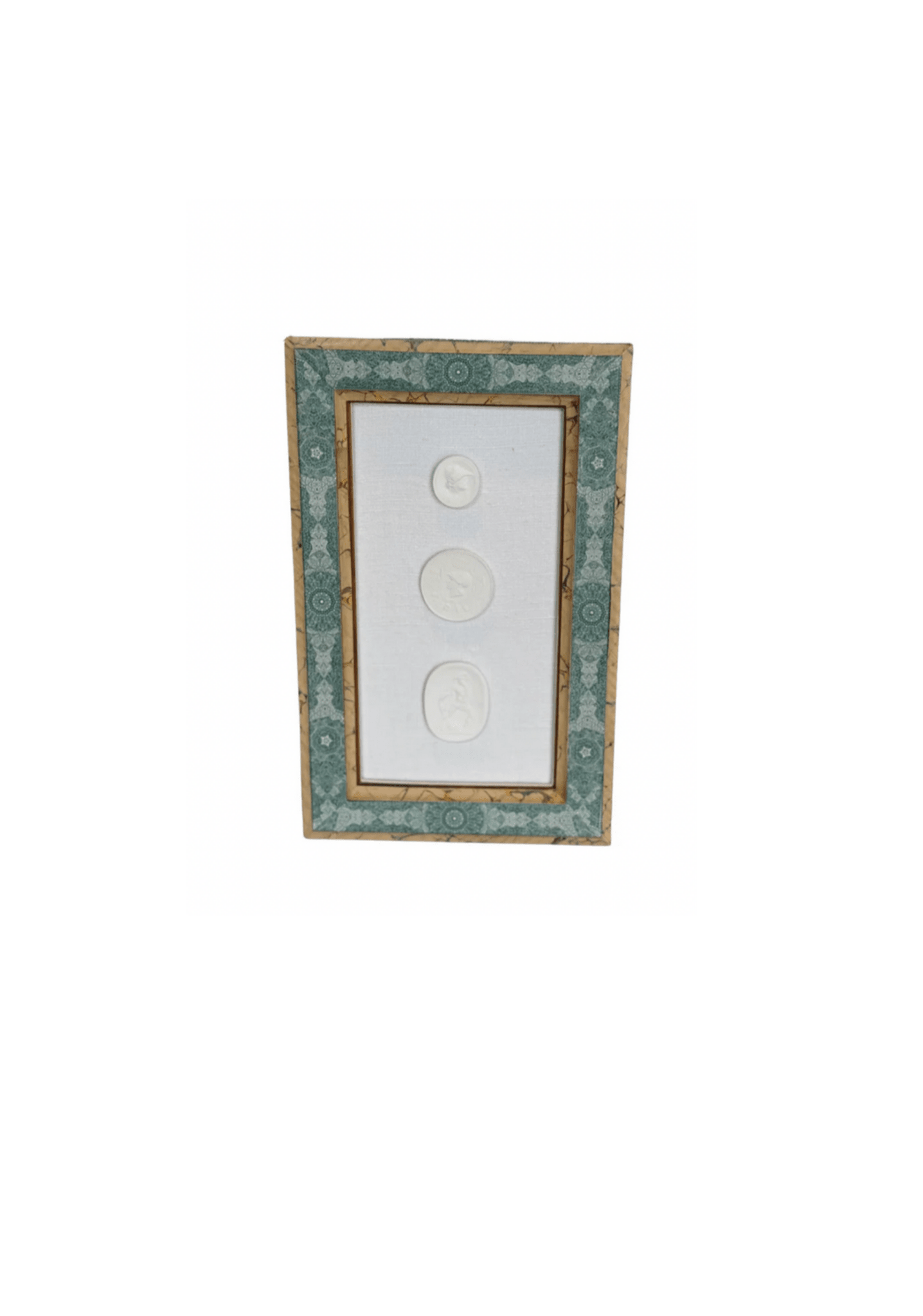 Handmade Paper Frame with Intaglios on linen Mat