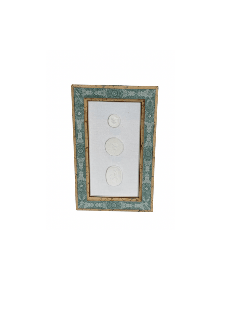 Handmade Paper Frame with Intaglios on linen Mat