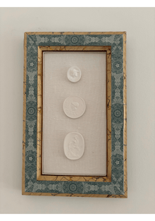 Handmade Paper Frame with Intaglios on linen Mat