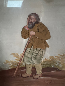 Pair of 18th-Century French Oil Paintings with Textile Appliqué Figures