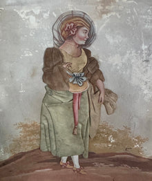 Pair of 18th-Century French Oil Paintings with Textile Appliqué Figures