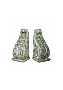Pair of Antique Belgian Console Bases in Carved Wood