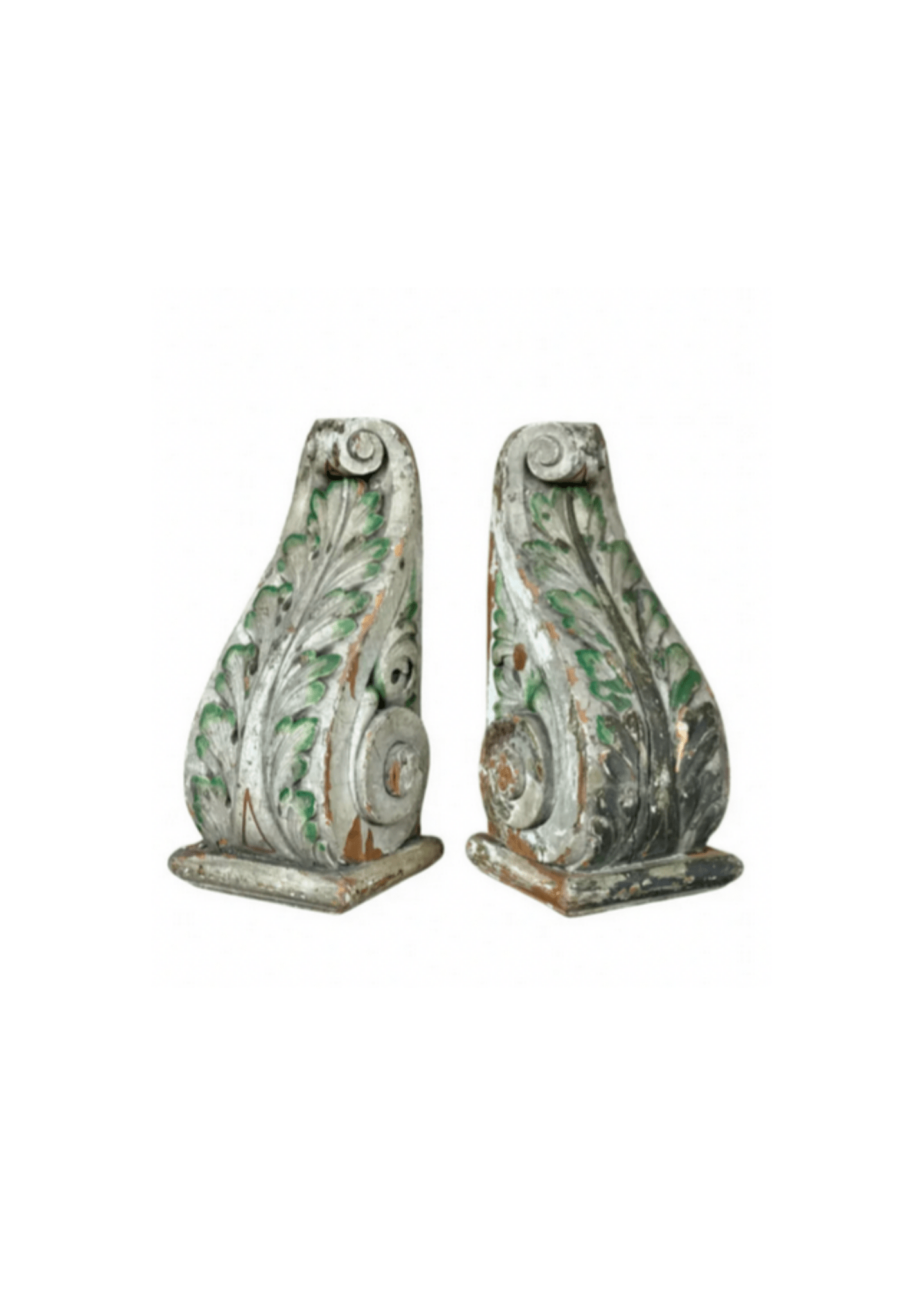 Pair of Antique Belgian Console Bases in Carved Wood