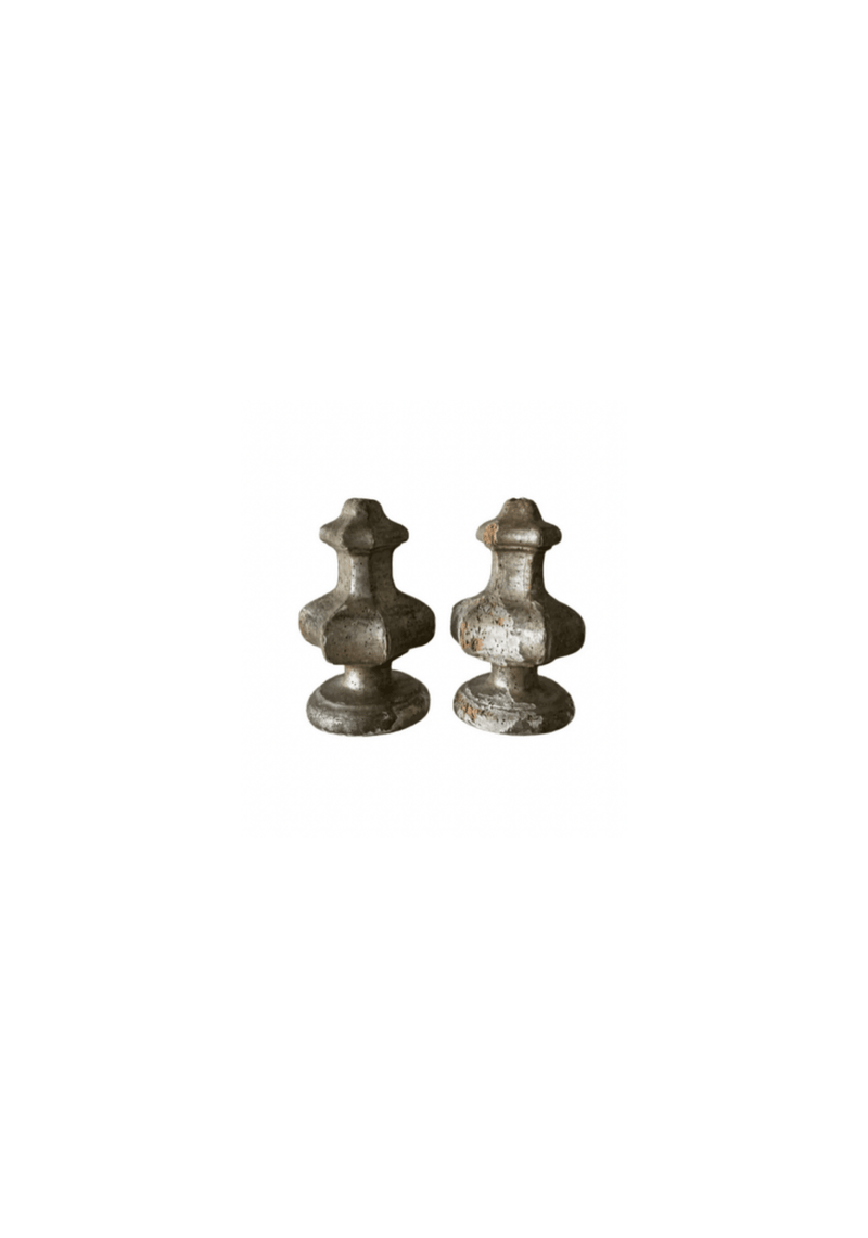 Pair of Italian 19th C Silver Gilt Finials