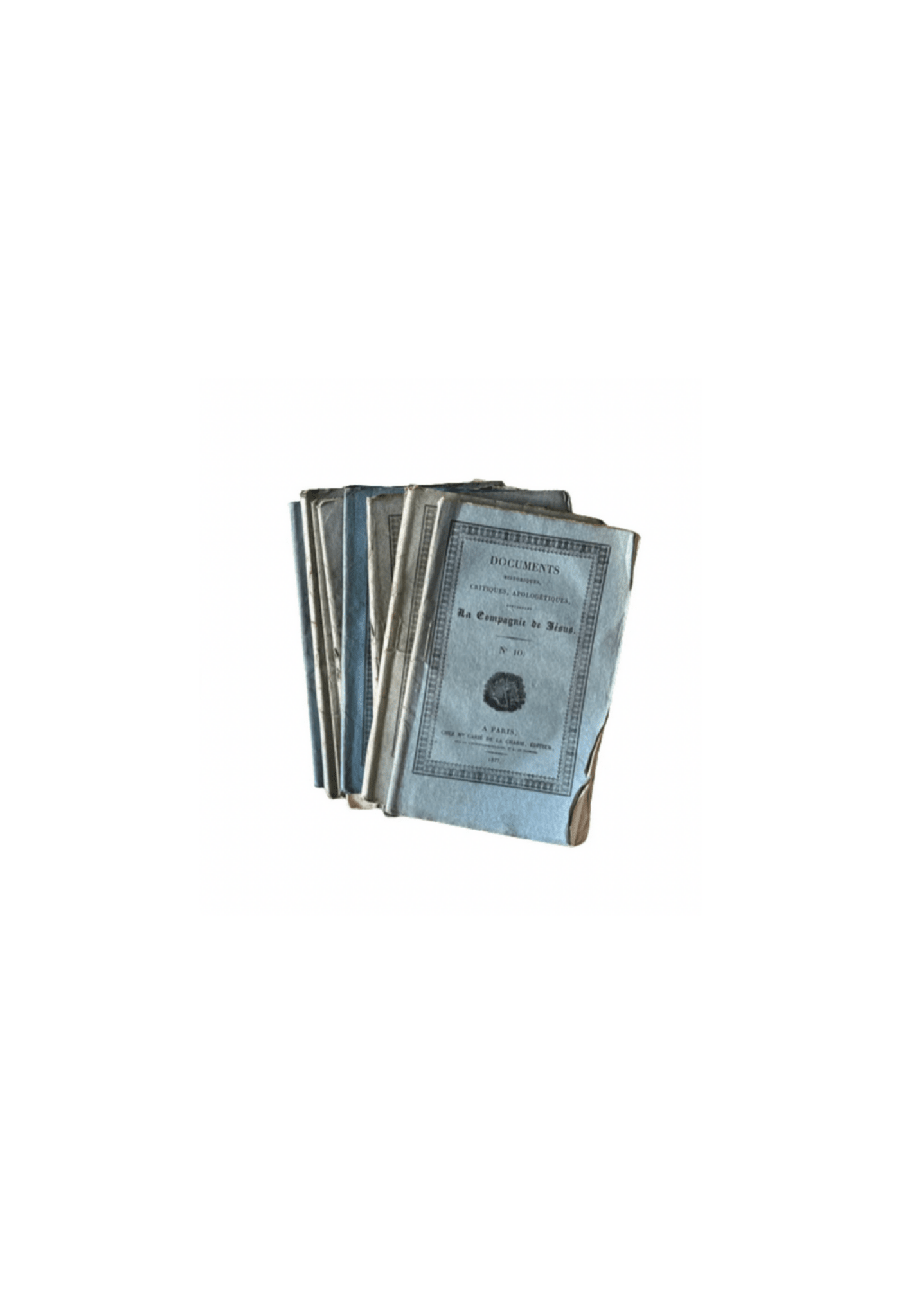 Set of 11 Antique Blue Documents Historiques