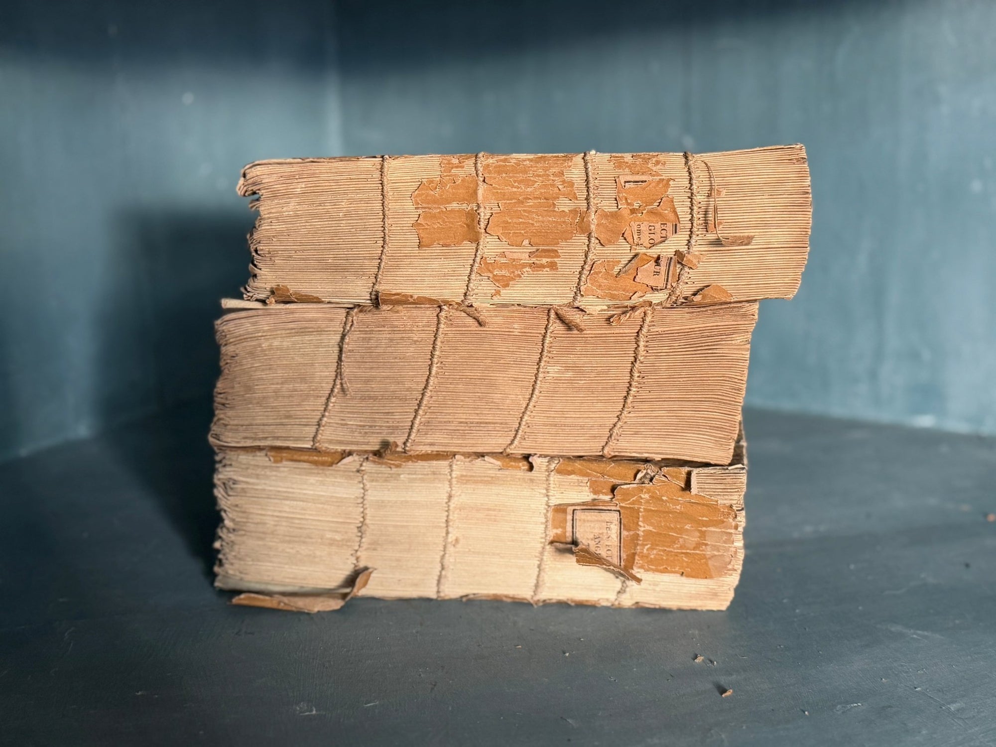 Set of 3 Antique Mustard Angloise Books