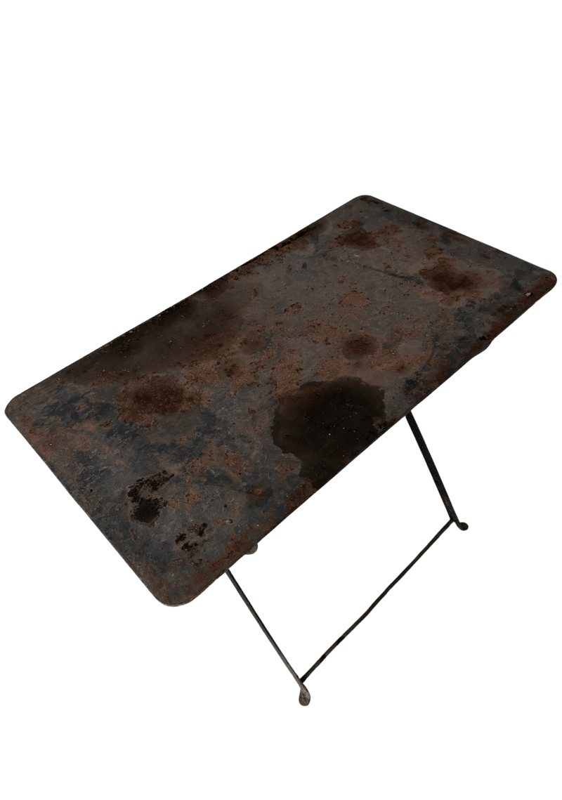 Vintage French Folding Garden Table, Blue Patina