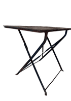 Vintage French Folding Garden Table, Blue Patina